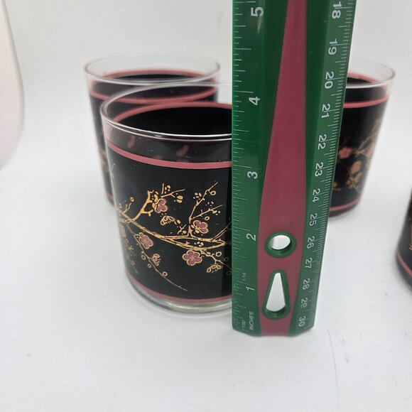 Vintage Cutler Glasses Japanese Pink Cherry Blossoms Mid-Century Modern Set of 4 - Picture 15 of 16